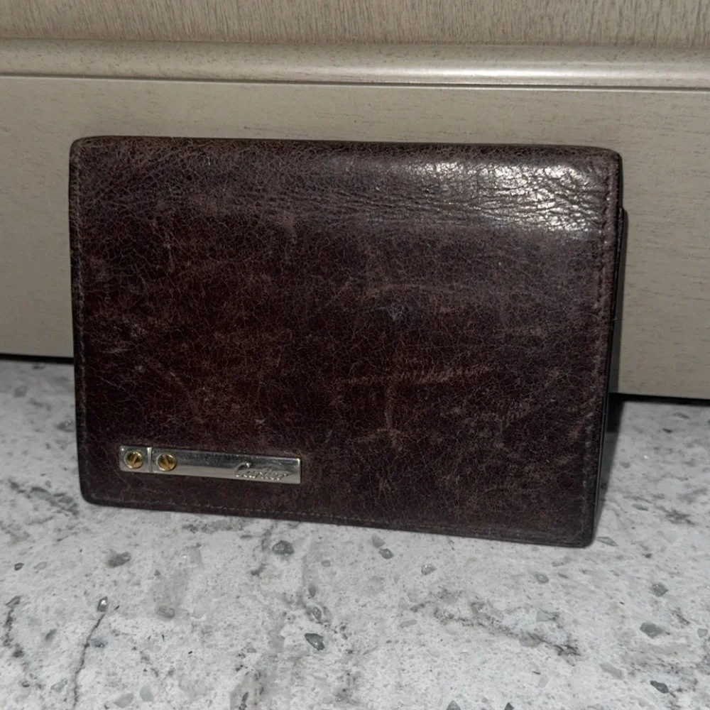 Cartier Dark Brown Leather Card Holder Wallet AUTHENTIC